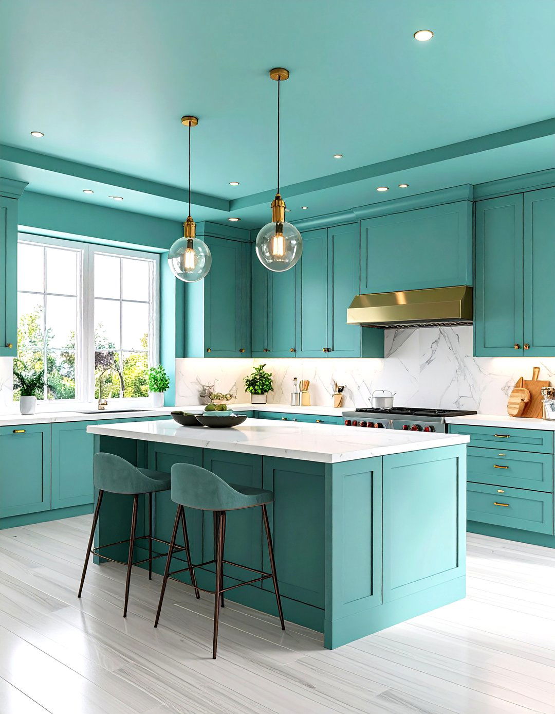 Seafoam Green Ceiling Feature - 24 Seafoam Green Kitchen Ideas