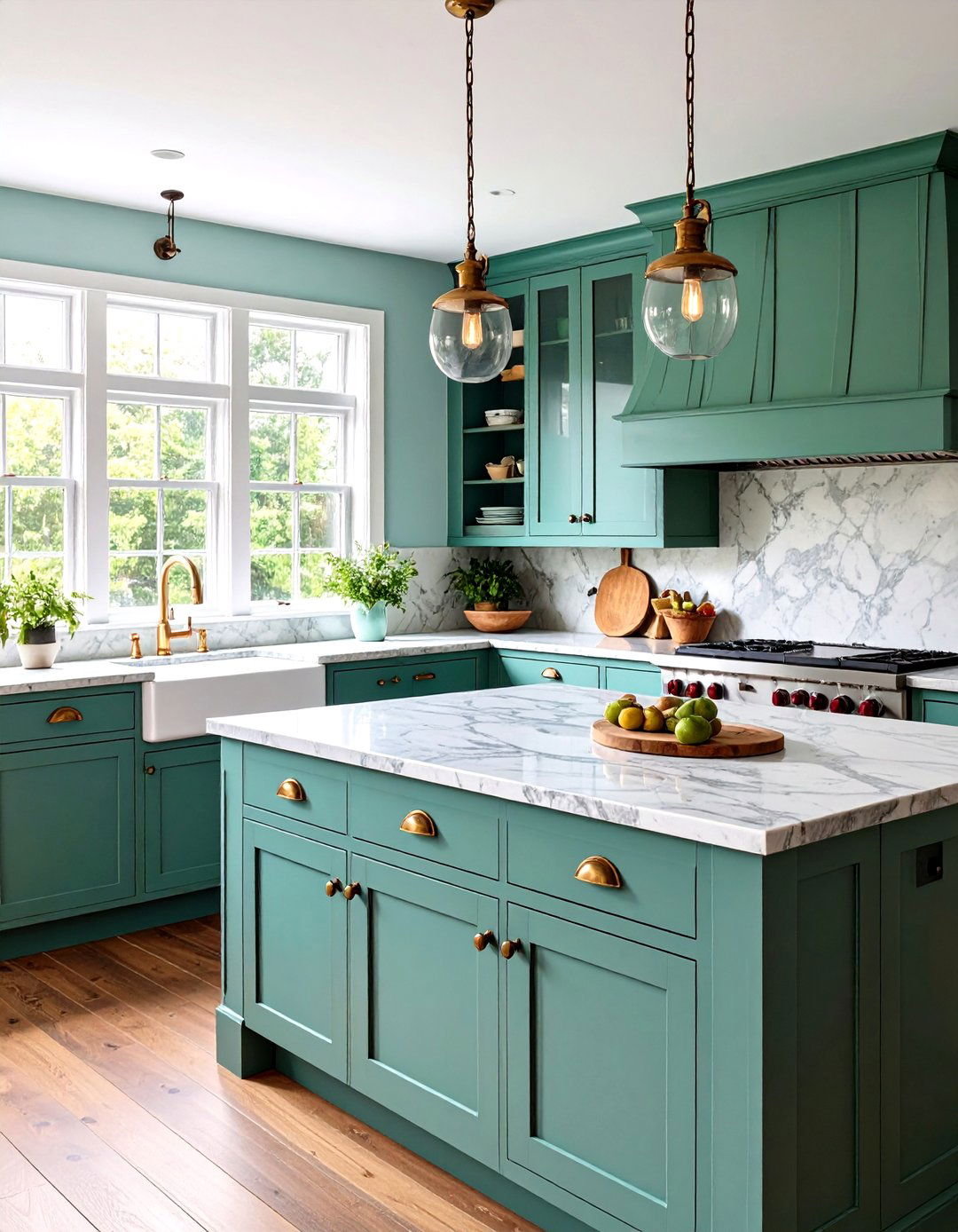 Seafoam Green Marble Cottage Kitchen - 24 Kitchen With Green Countertops Ideas