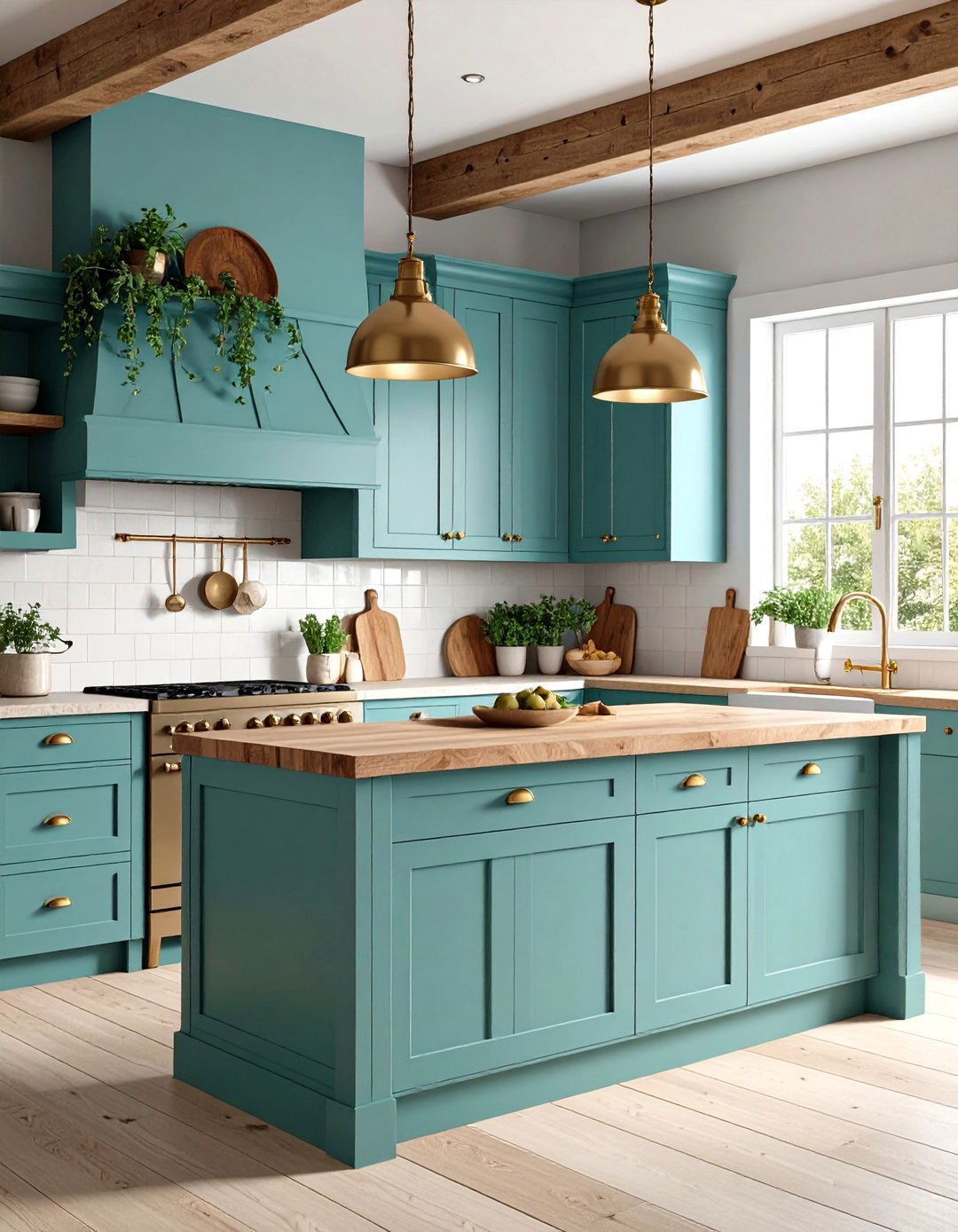 Seafoam Green and Natural Wood Combination