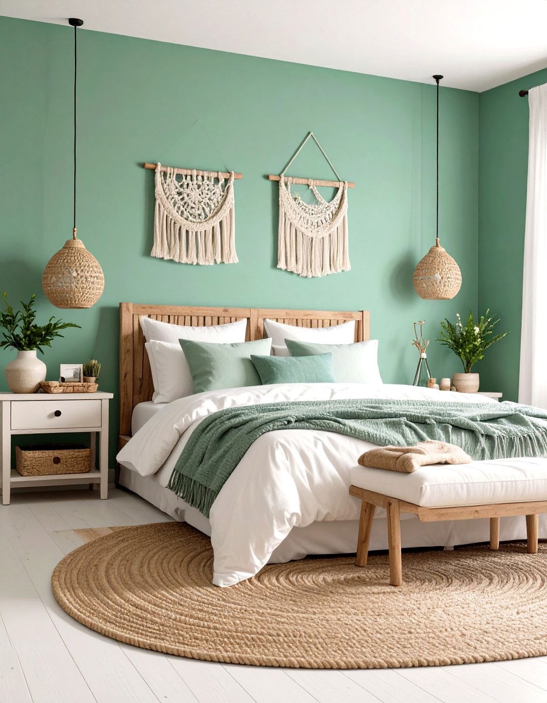 Seafoam Green and White Coastal Design - 24 Green and White Bedroom Ideas