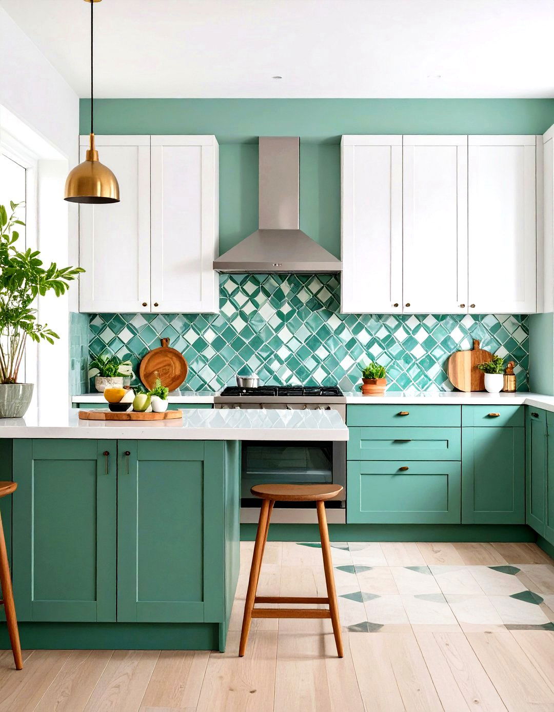 Seafoam Green and White Mosaic Design - 24 Seafoam Green Kitchen Ideas
