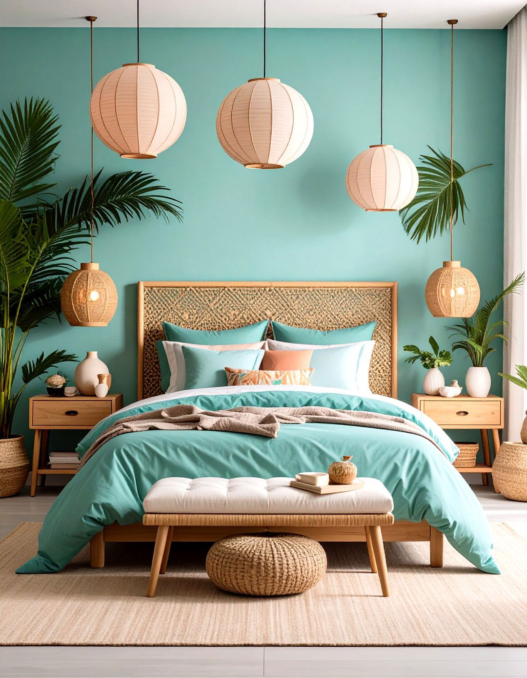 Seafoam Tropical Paradise Bedroom - 24 Green Boho Bedroom Ideas
