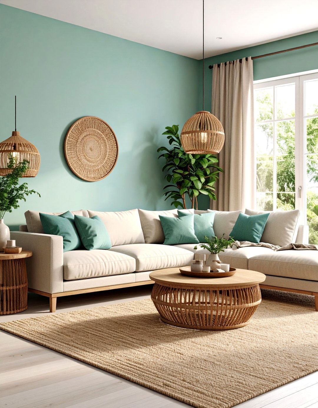 Seafoam and Sand Living Room - 24 blue and beige living room ideas