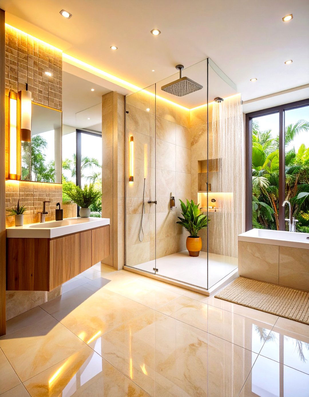 Seamless Floor to Ceiling Tile Design - 24 Small Bathroom Walk in Shower Ideas