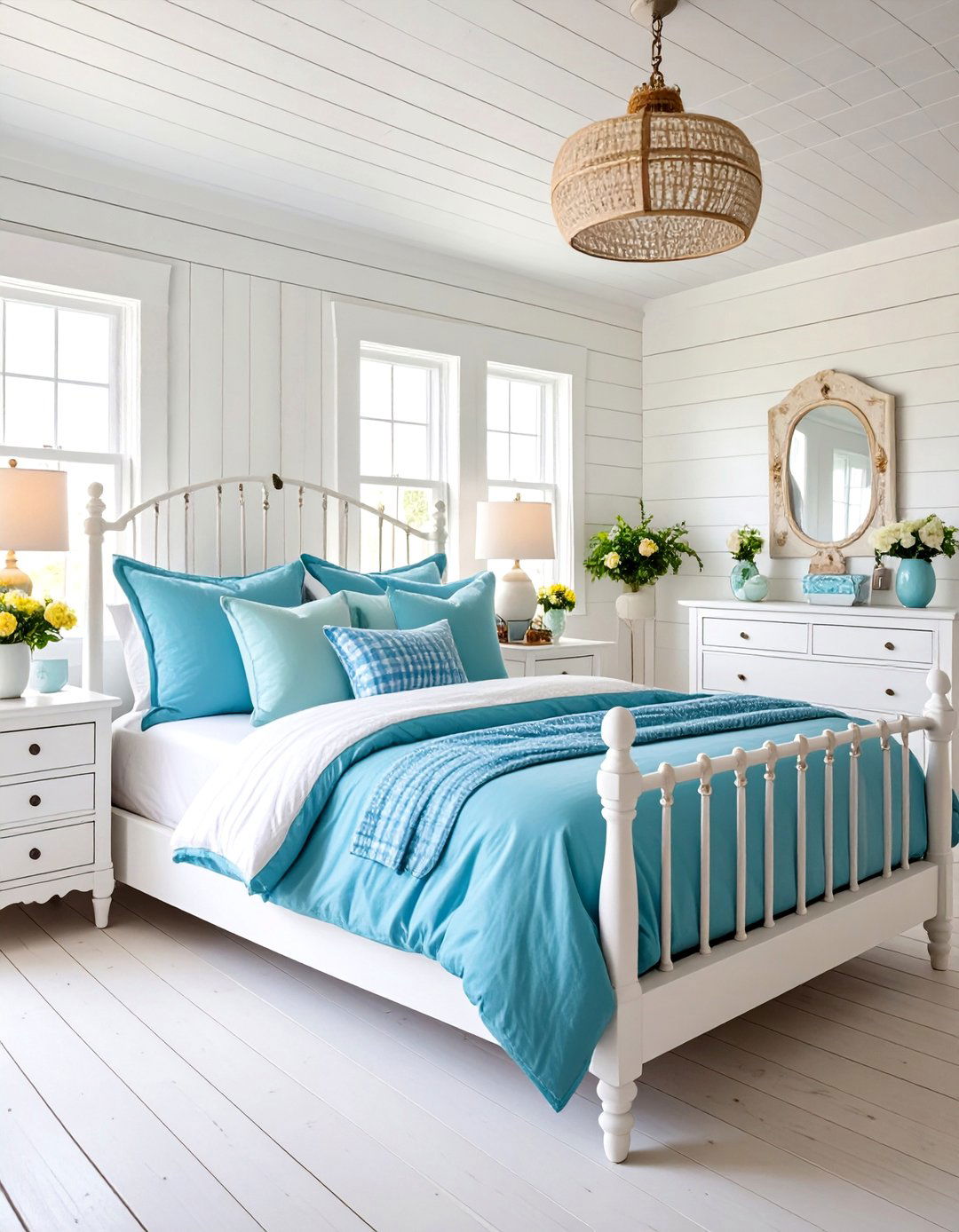 Seaside Cottage with Shiplap Walls - 24 Coastal Bedroom Ideas