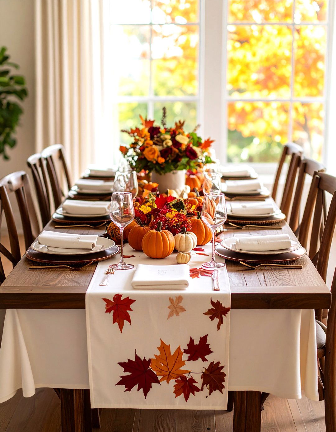 Seasonal Autumn Table Runner with Harvest Colors - 24 Table Runner Ideas