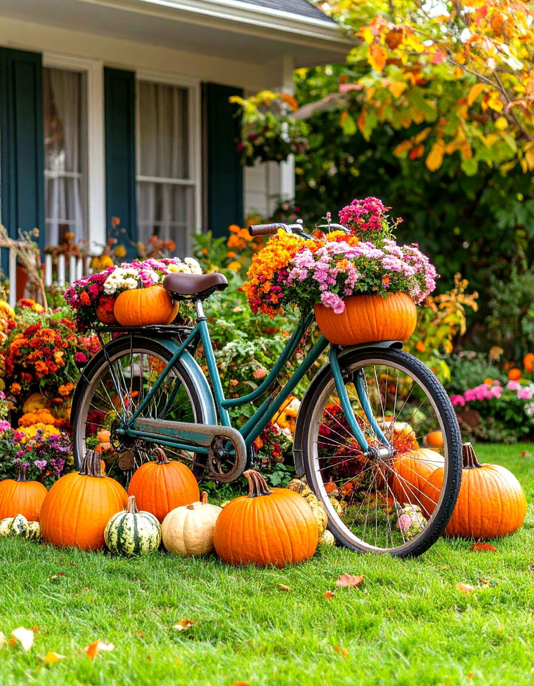 Seasonal Bicycle Display Arrangements - 24 Old Bicycle Garden Ideas
