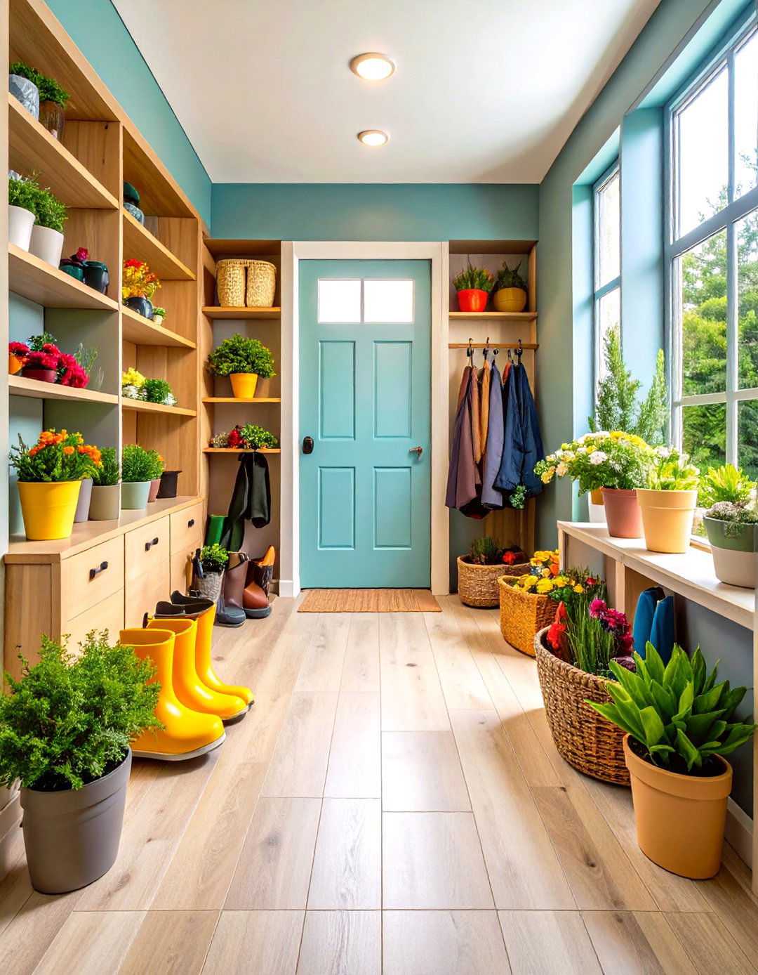 Seasonal Boot Room with Rotating Storage Systems - 24 Boot Room Ideas