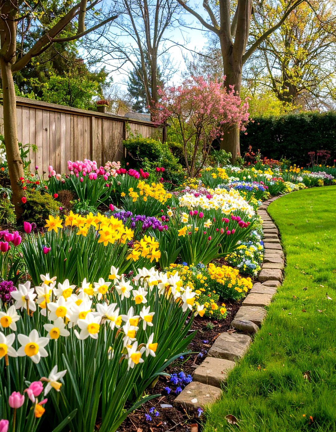 Seasonal Bulb Succession Border - 24 Low Maintenance Garden Border Ideas
