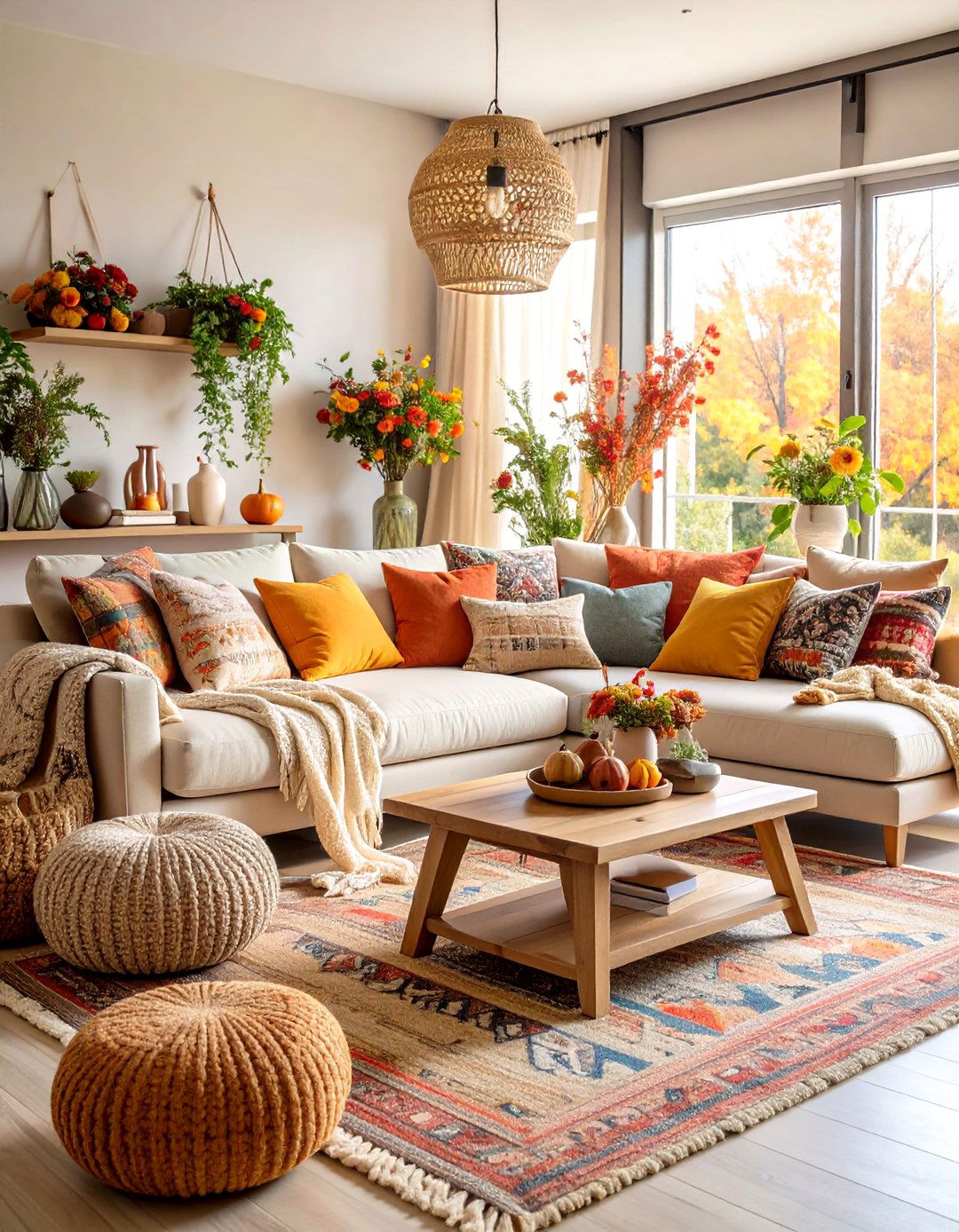 Seasonal Color Adaptation Flexibility - 24 Colorful Boho Living Room Ideas