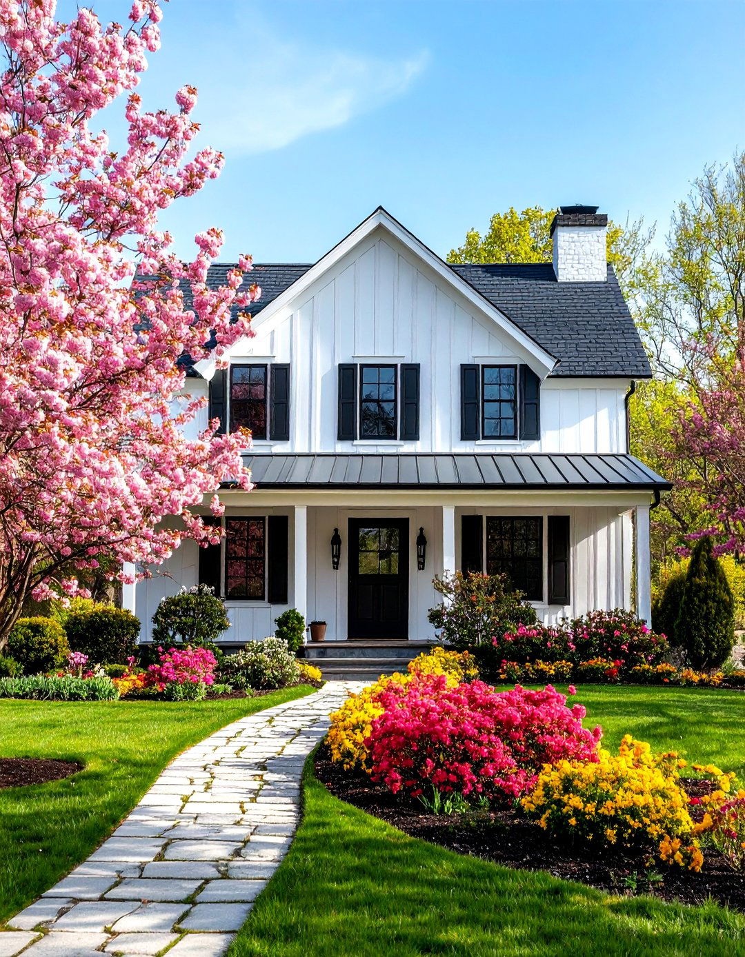 Seasonal Color Adaptation Strategies - 24 White Farmhouse With Black Windows Ideas