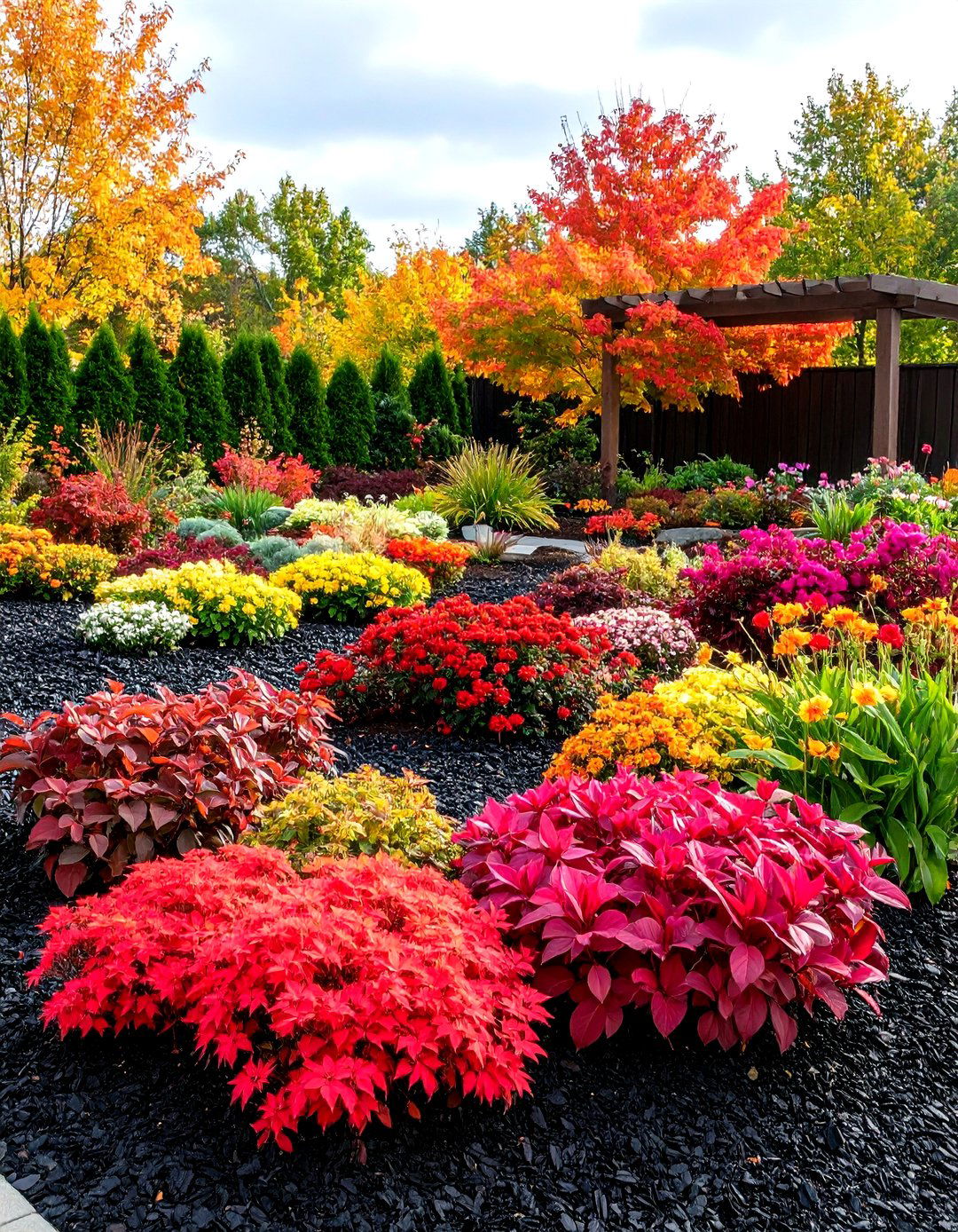 Seasonal Color Display Areas - 24 Black Mulch Landscaping Ideas