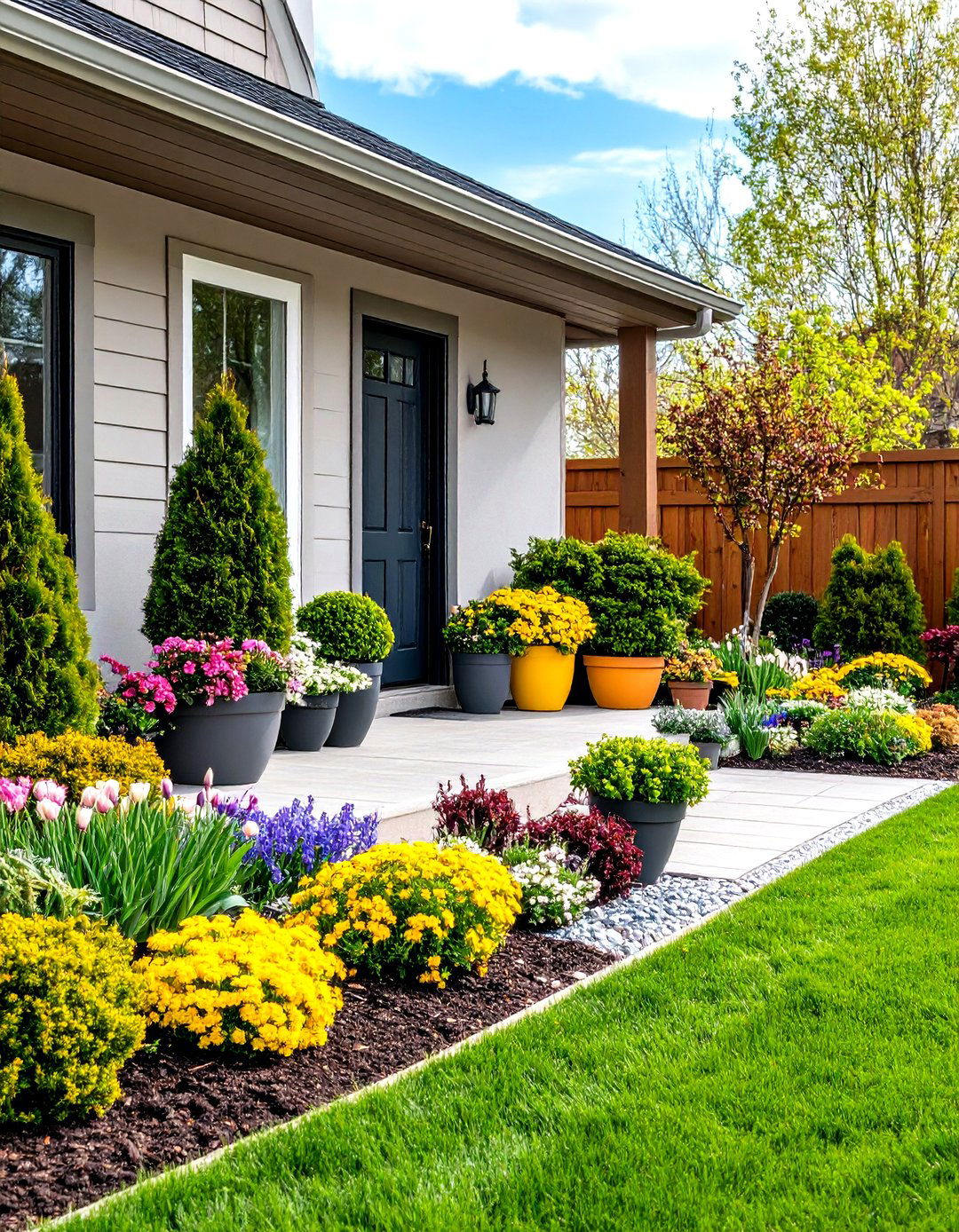 Seasonal Color Display Patio - 24 Front Yard Patio Ideas
