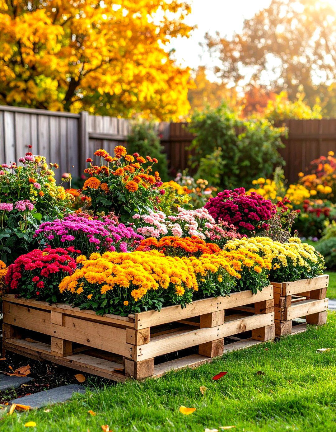Seasonal Color Rotation - 24 Pallet Garden Ideas