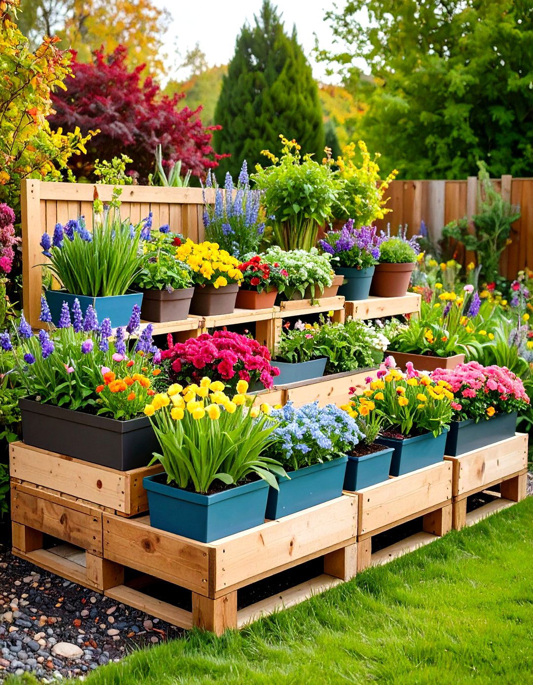 Seasonal Color Rotation Garden - 24 Vertical Pallet Garden Ideas