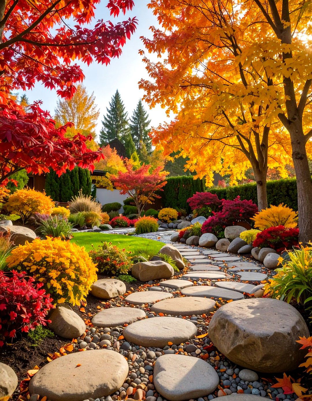 Seasonal Color Schemes - 24 River Rock Edging Ideas