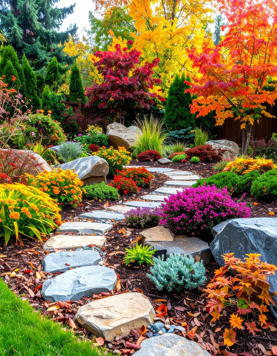 Seasonal Color Transition Gardens - 24 Front Yard Landscaping Ideas With Rocks and Mulch
