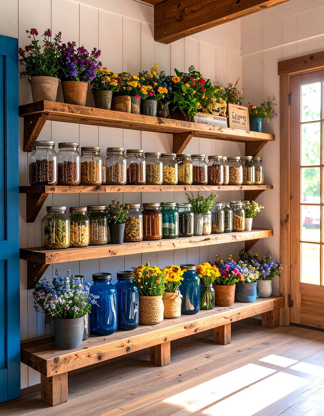 Seasonal Decor Display Area - 24 Farmhouse Mudroom Ideas