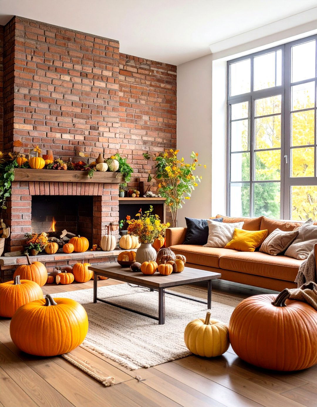 Seasonal Decoration Themes - 24 Rustic Living Room With a Brick Fireplace Ideas