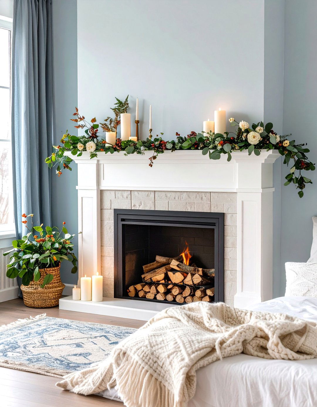 Seasonal Decorative Non Functional Fireplace Display - 24 Bedroom Fireplace Ideas