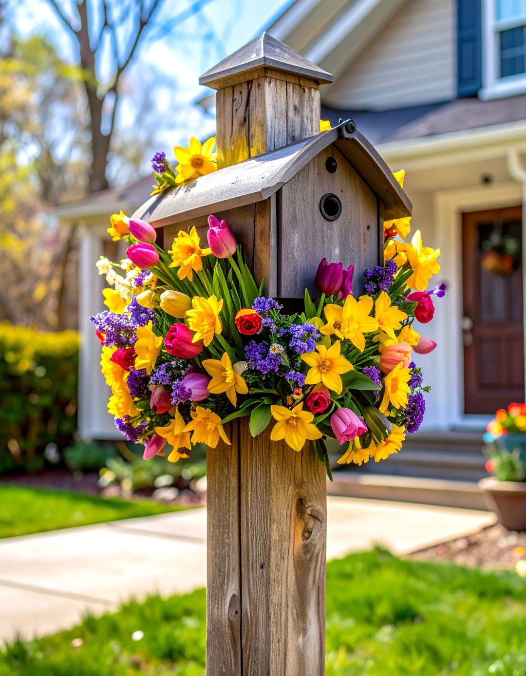 Seasonal Flower Garland Displays - 24 Mailbox Decor Ideas