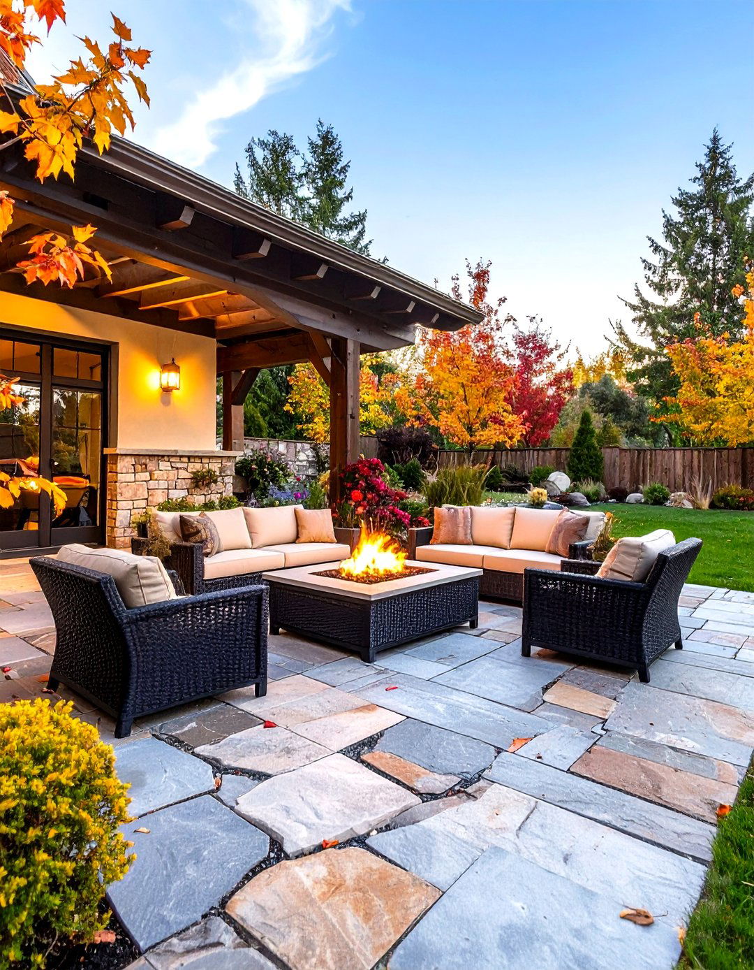 Seasonal Four Season Flagstone Enjoyment - 24 Flagstone Patio Ideas