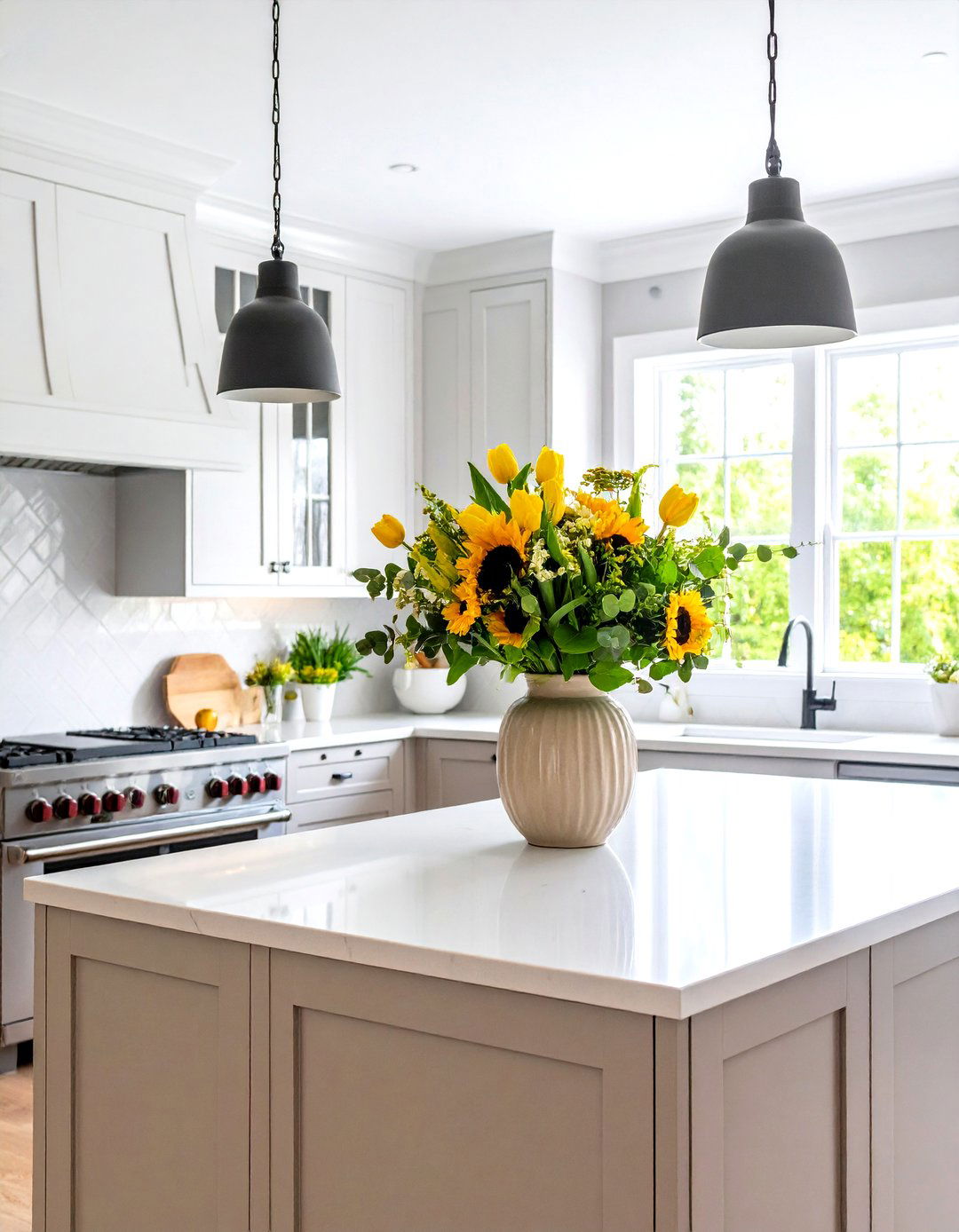 Seasonal Fresh Flower Arrangements - 24 Kitchen Island Centerpiece Ideas