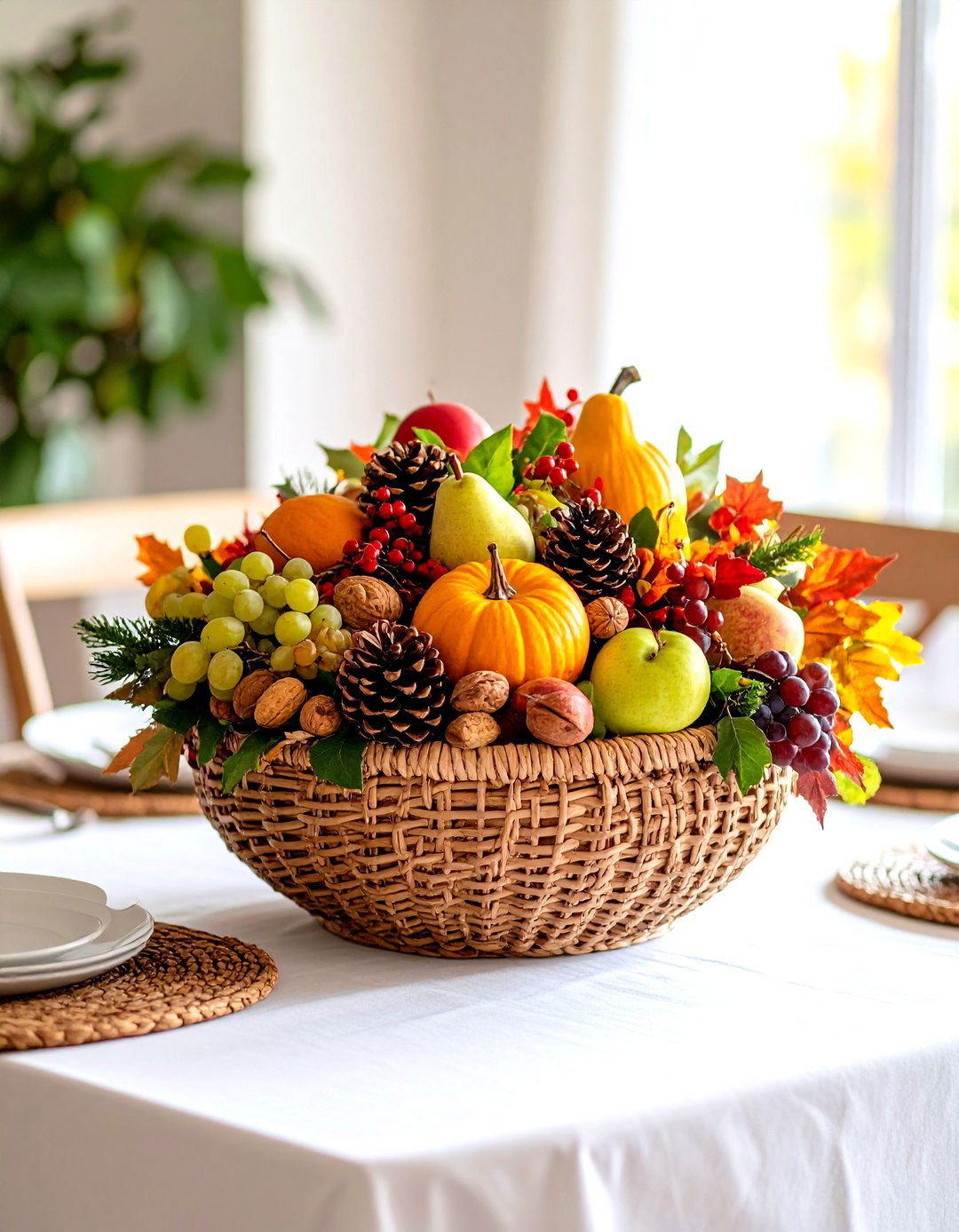 Seasonal Fruit Cornucopia - 24 thanksgiving table decor ideas