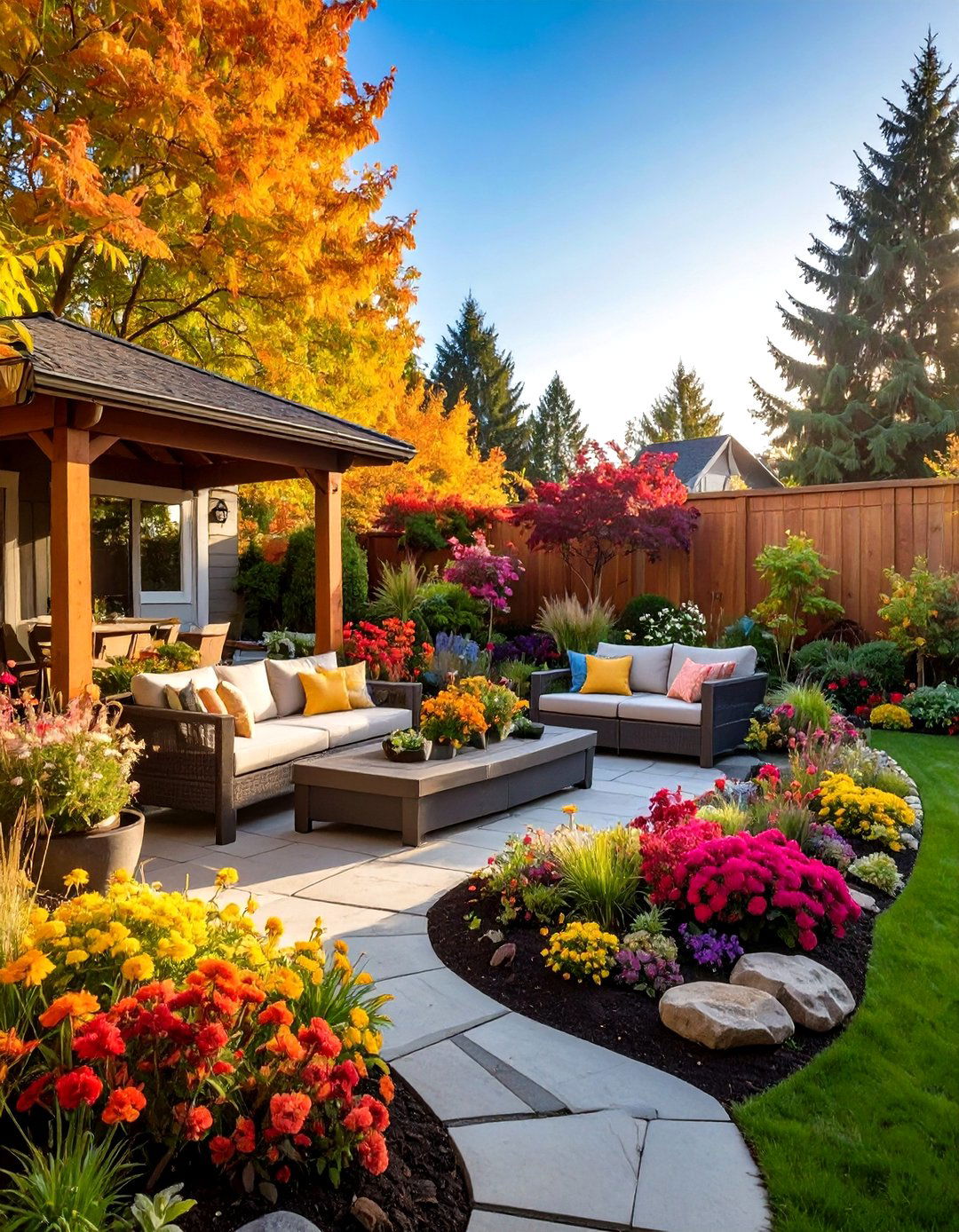 Seasonal Garden Sunken Patio - 24 Sunken Patio Ideas