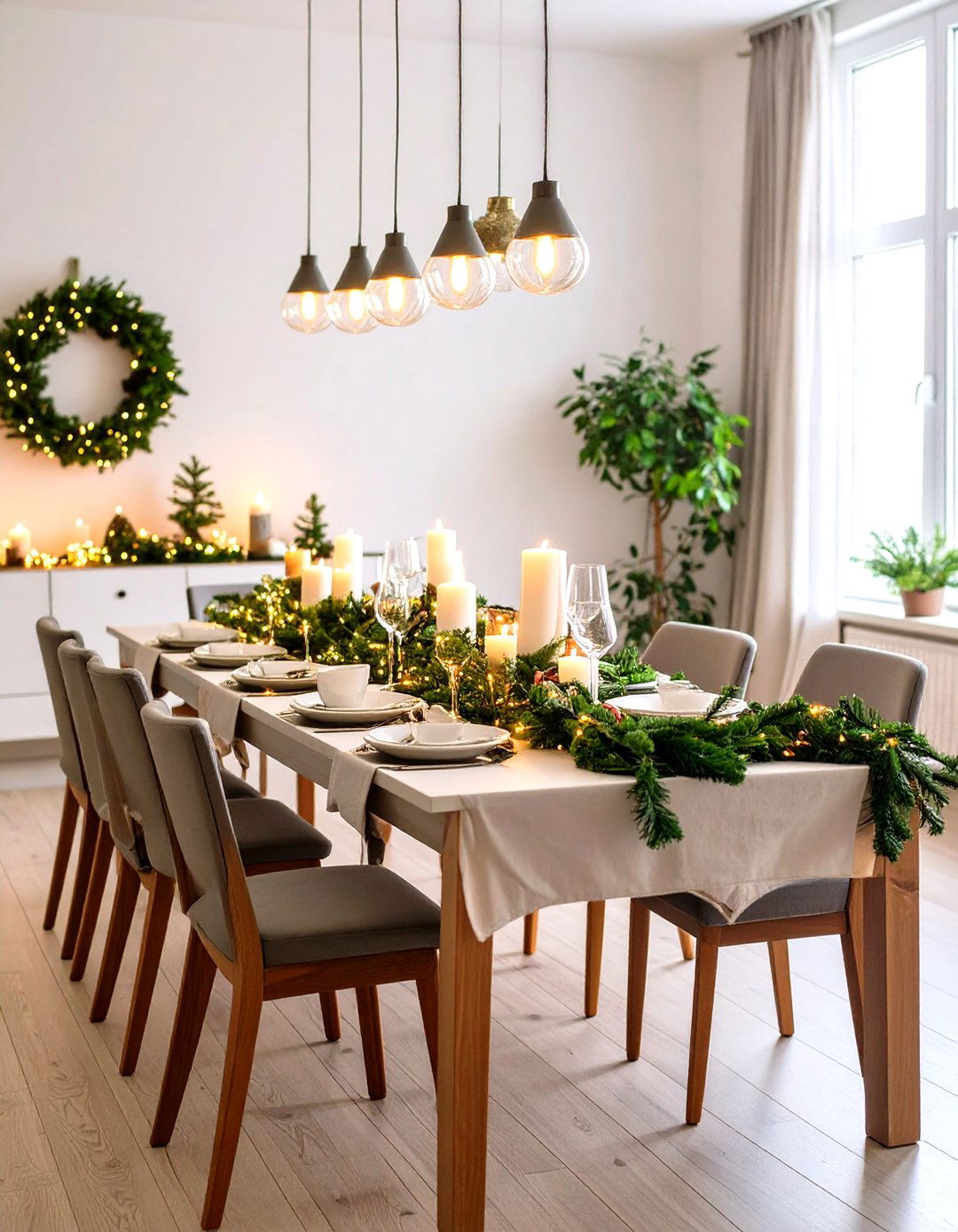 Seasonal Garland and Greenery - 24 Dining Room Table Decor Ideas