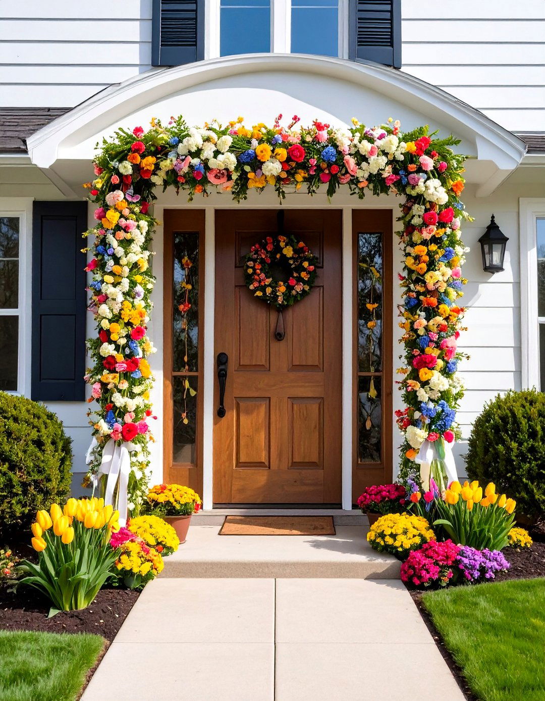 Seasonal Garland and Swag Display - 24 Spring Front Door Decor Ideas