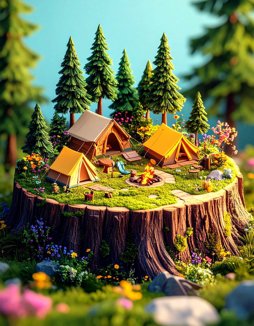 Seasonal Outdoor Adventure Stump Camp - 24 Tree Stump Fairy Garden Ideas