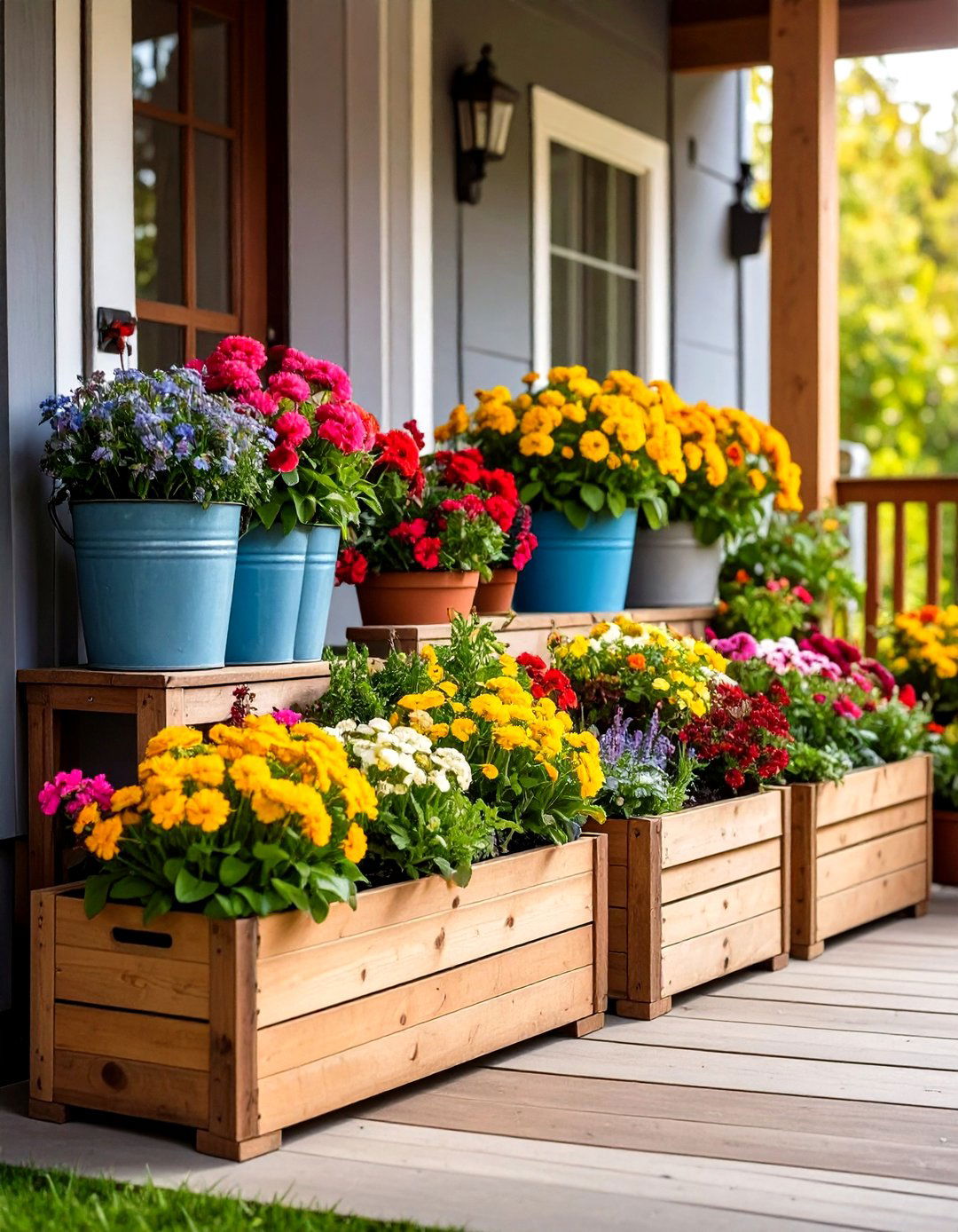Seasonal Planter Display Gardens - 24 Rustic Front Porch Ideas
