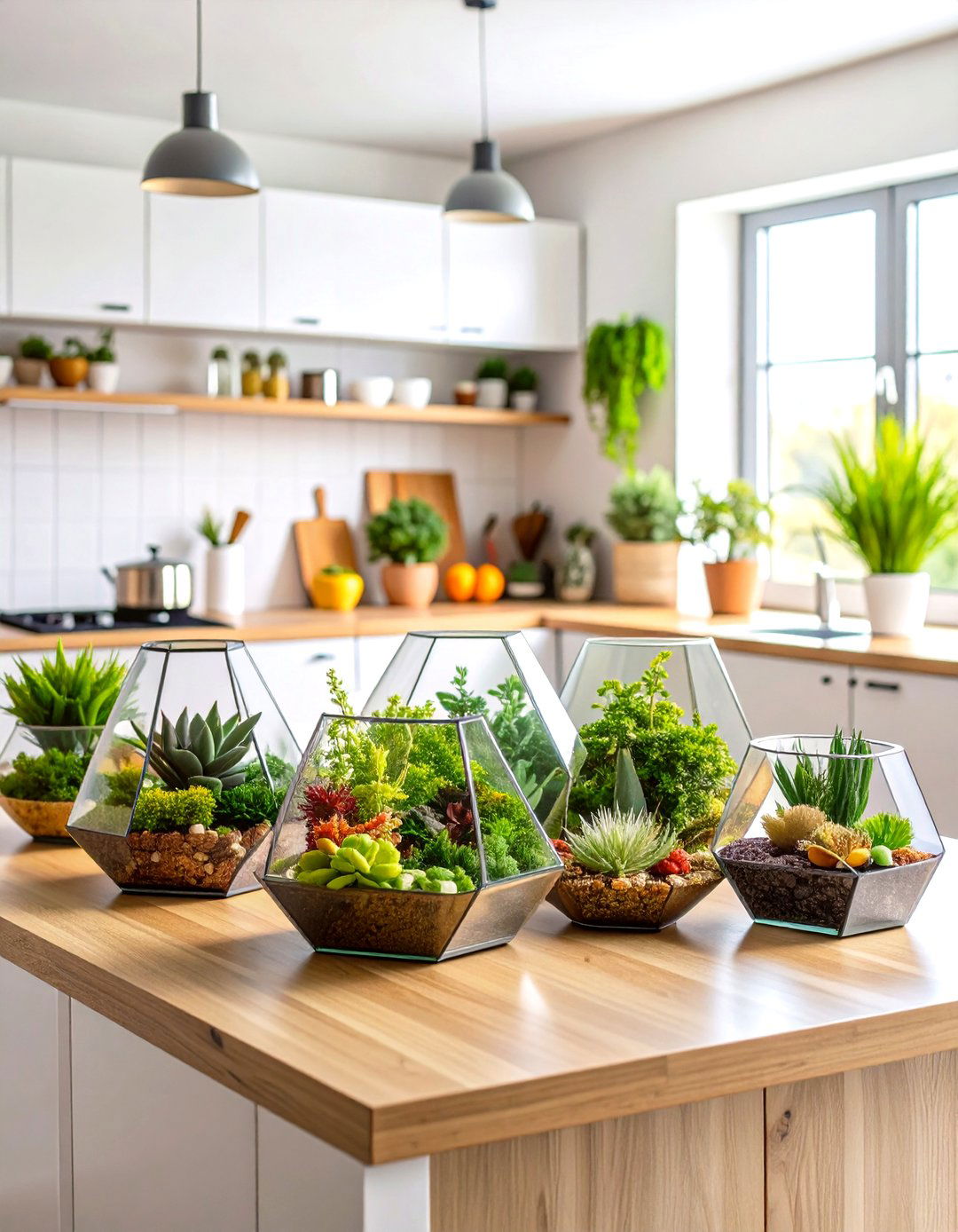 Seasonal Terrarium Garden - 24 Kitchen Island Centerpiece Ideas