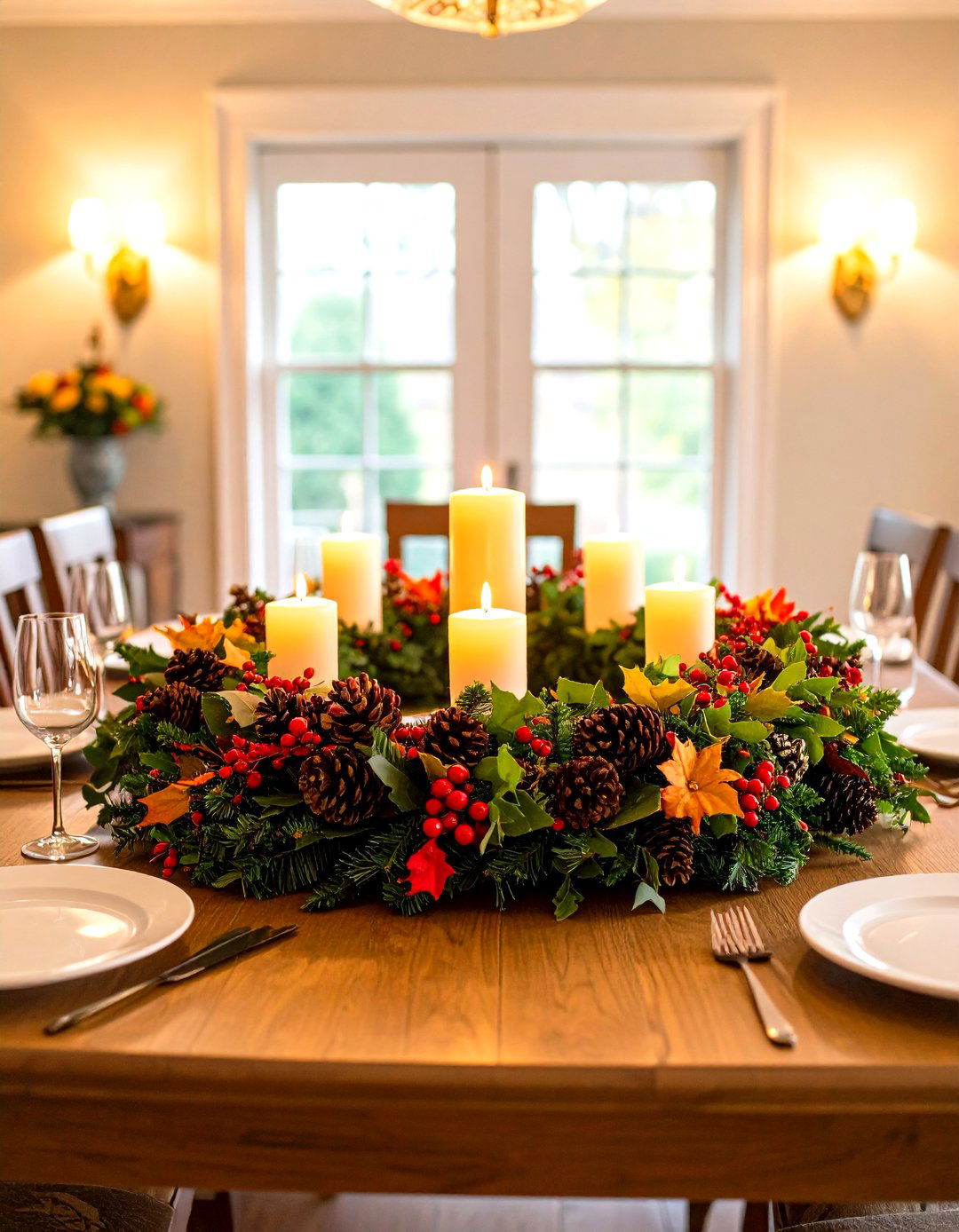 Seasonal Wreath Display - 24 Dining Table Centerpiece Ideas