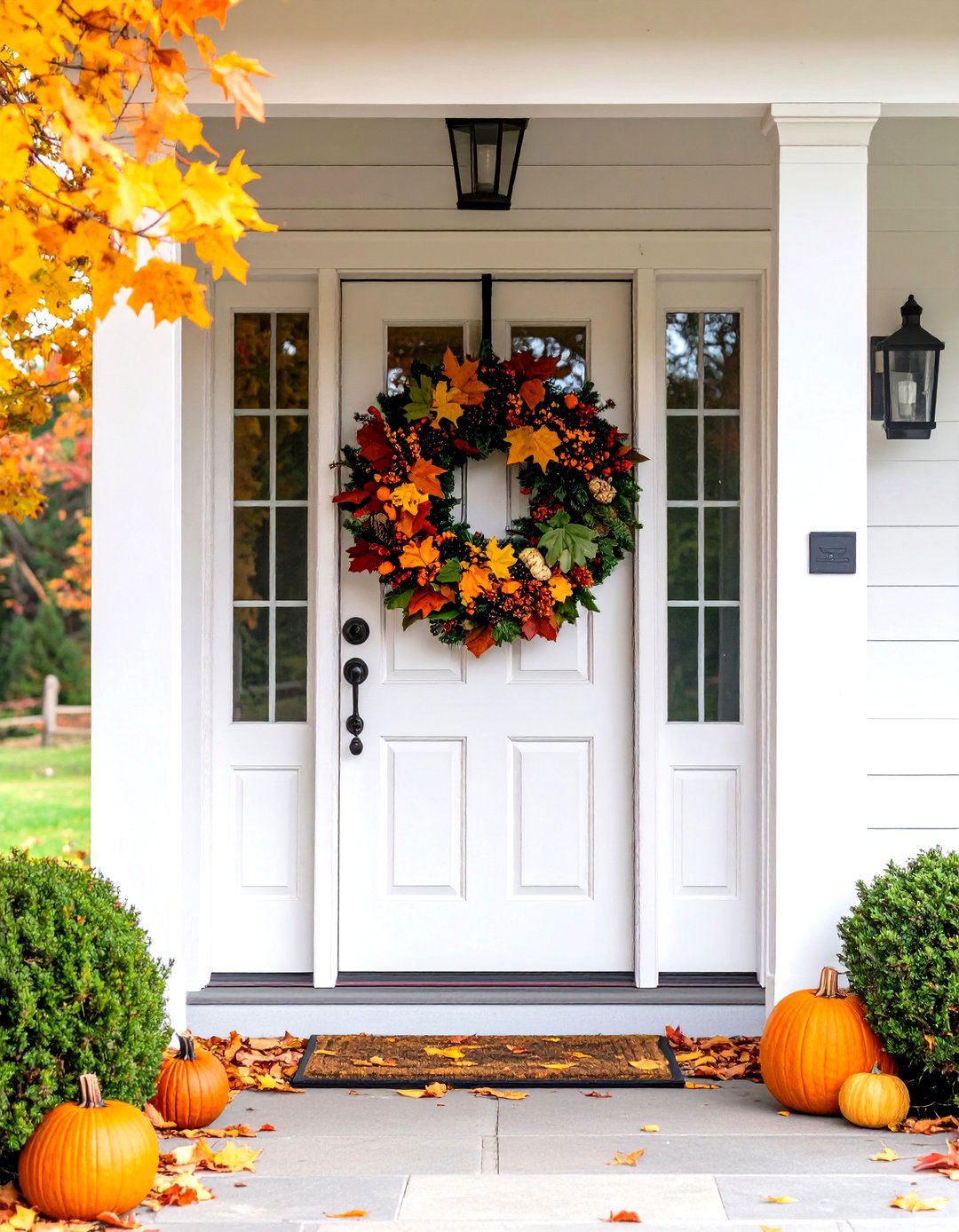Seasonal Wreath Displays - 24 Farmhouse Front Door Ideas
