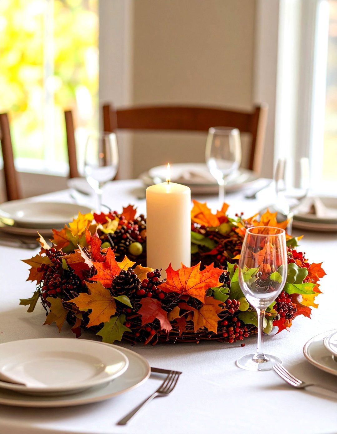 Seasonal Wreath Table Displays - 24 Dining Table Decor Ideas
