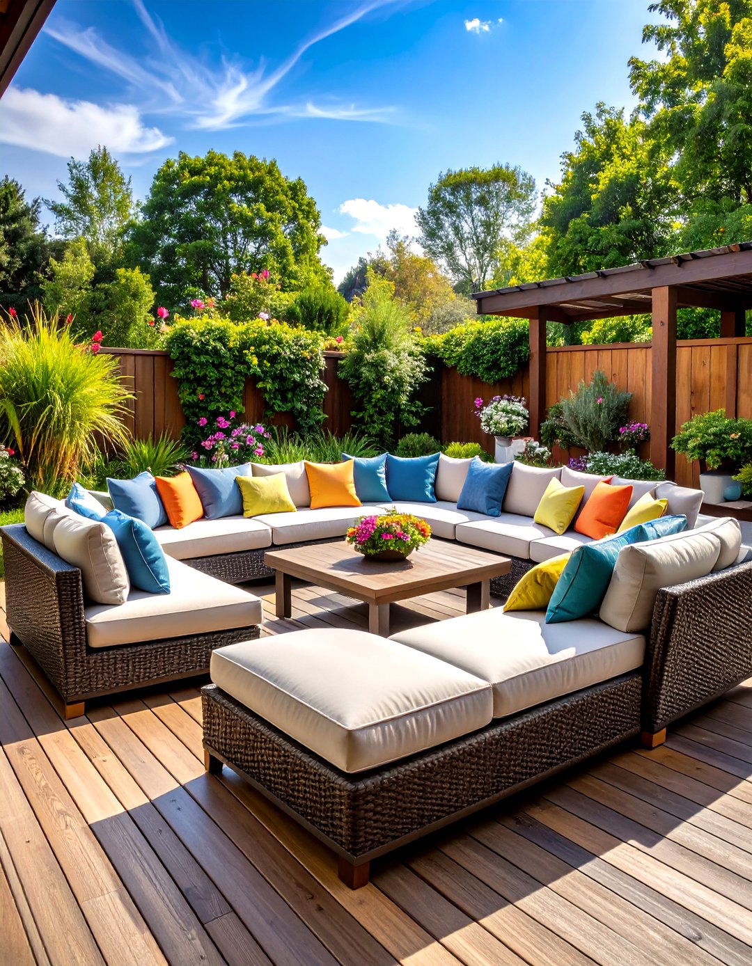 Sectional Conversation Pit Layouts - 24 Deck Decorating Ideas