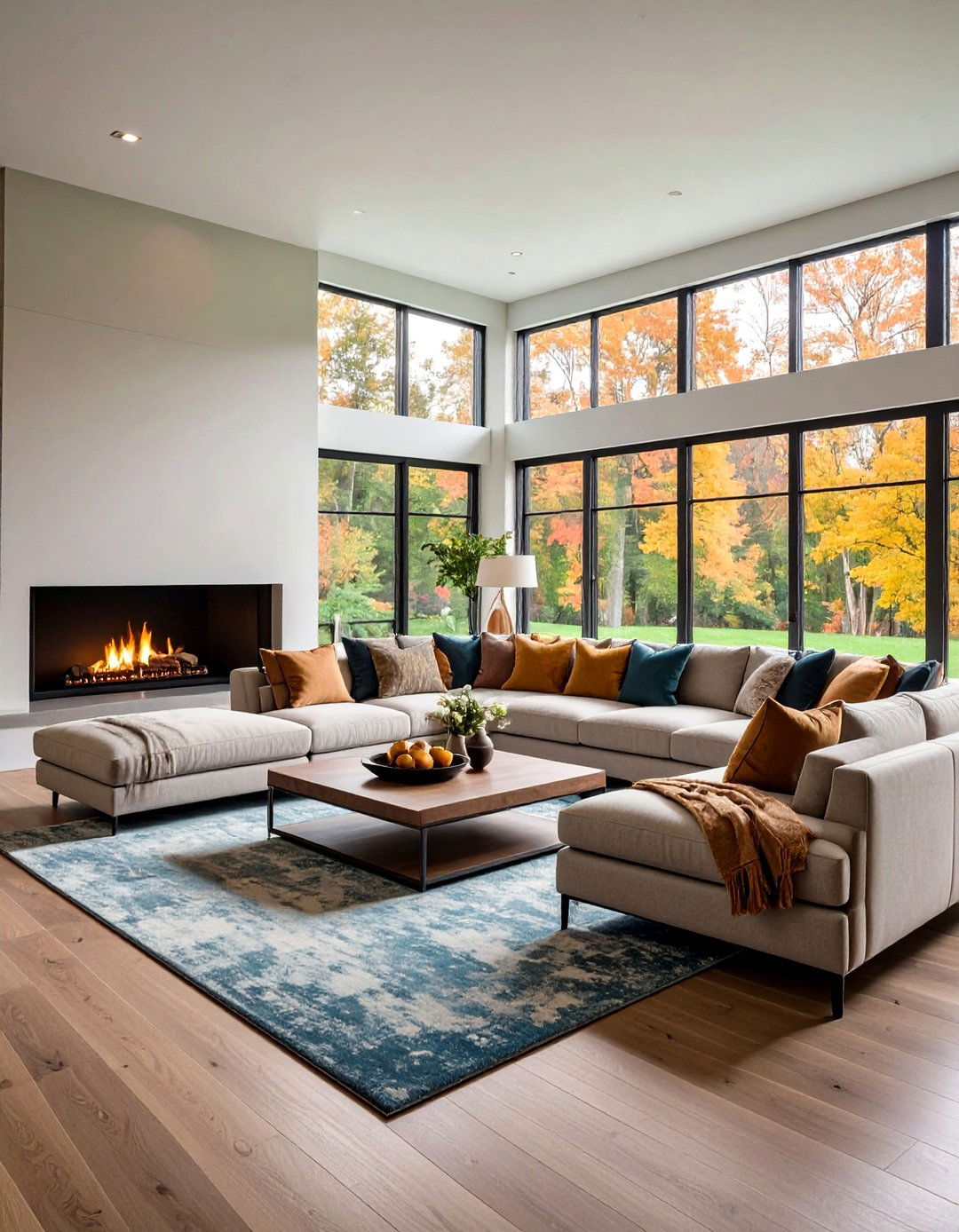 Sectional Corner Configuration - 24 Chairs in Front of Fireplace Ideas