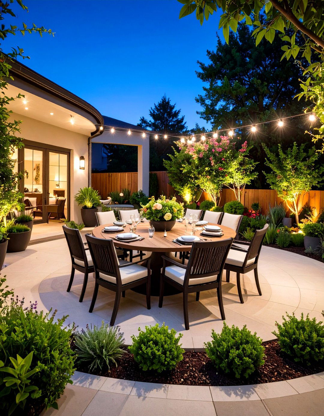 Semi Circle Patio with Outdoor Dining Focus - 24 Semi Circle Patio Ideas and Inspiration