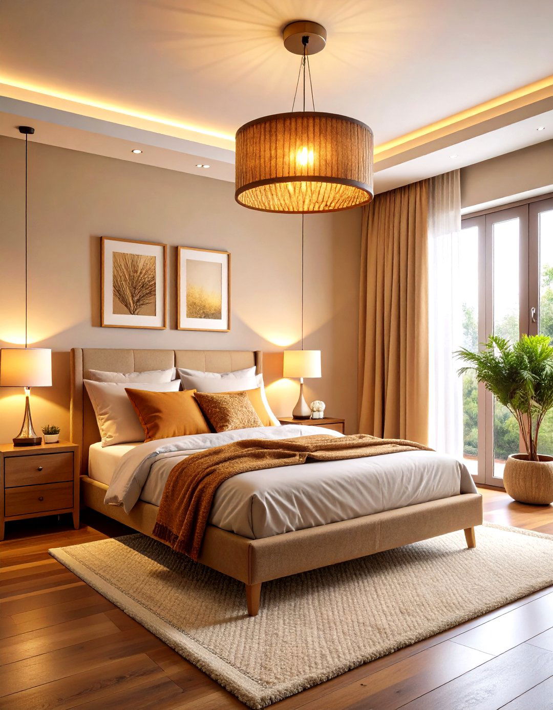Semi Flush Mount with Warm Lighting - 24 Small Bedroom Lighting Ideas