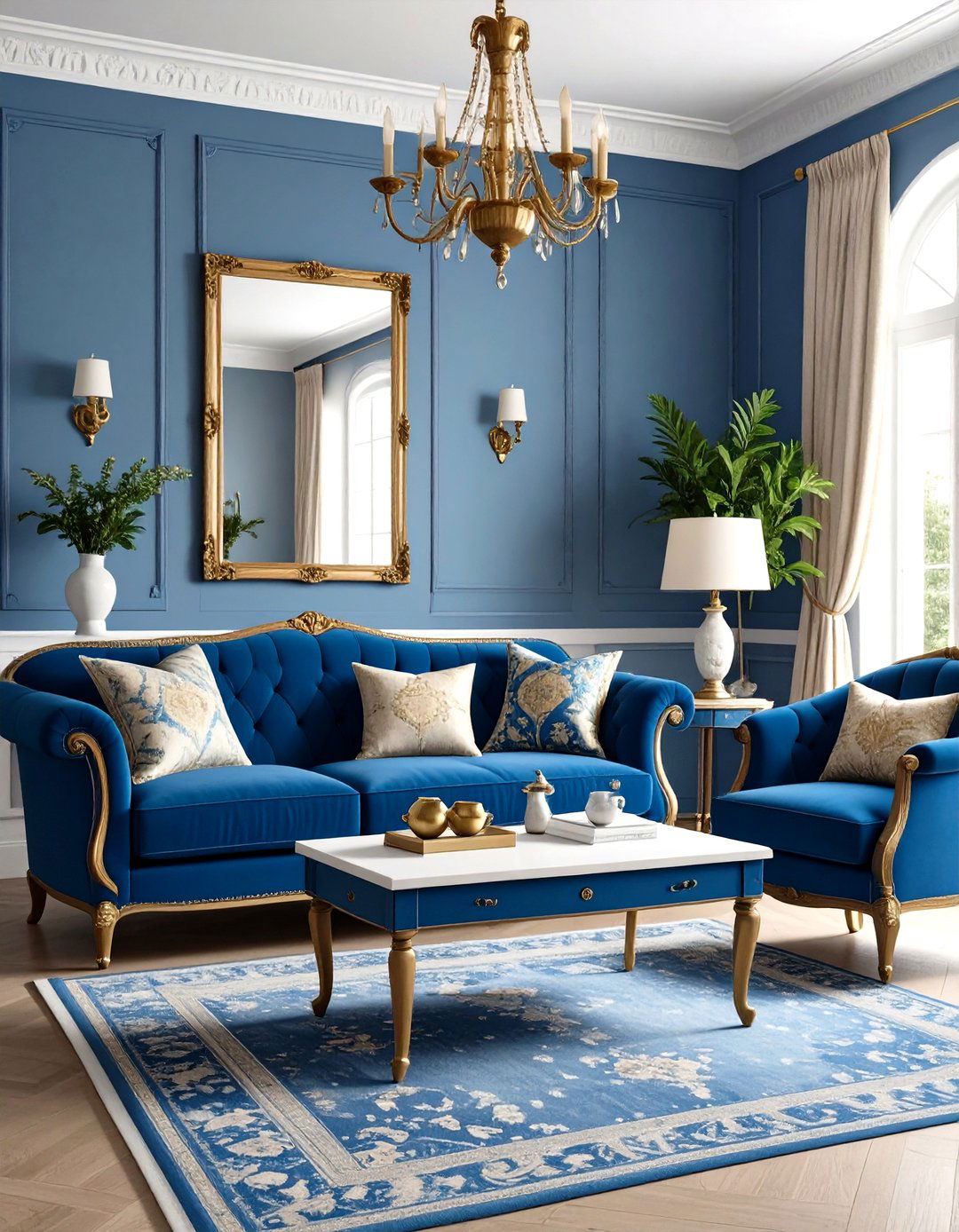 Shabby Chic Blue and Gold Vintage Romance