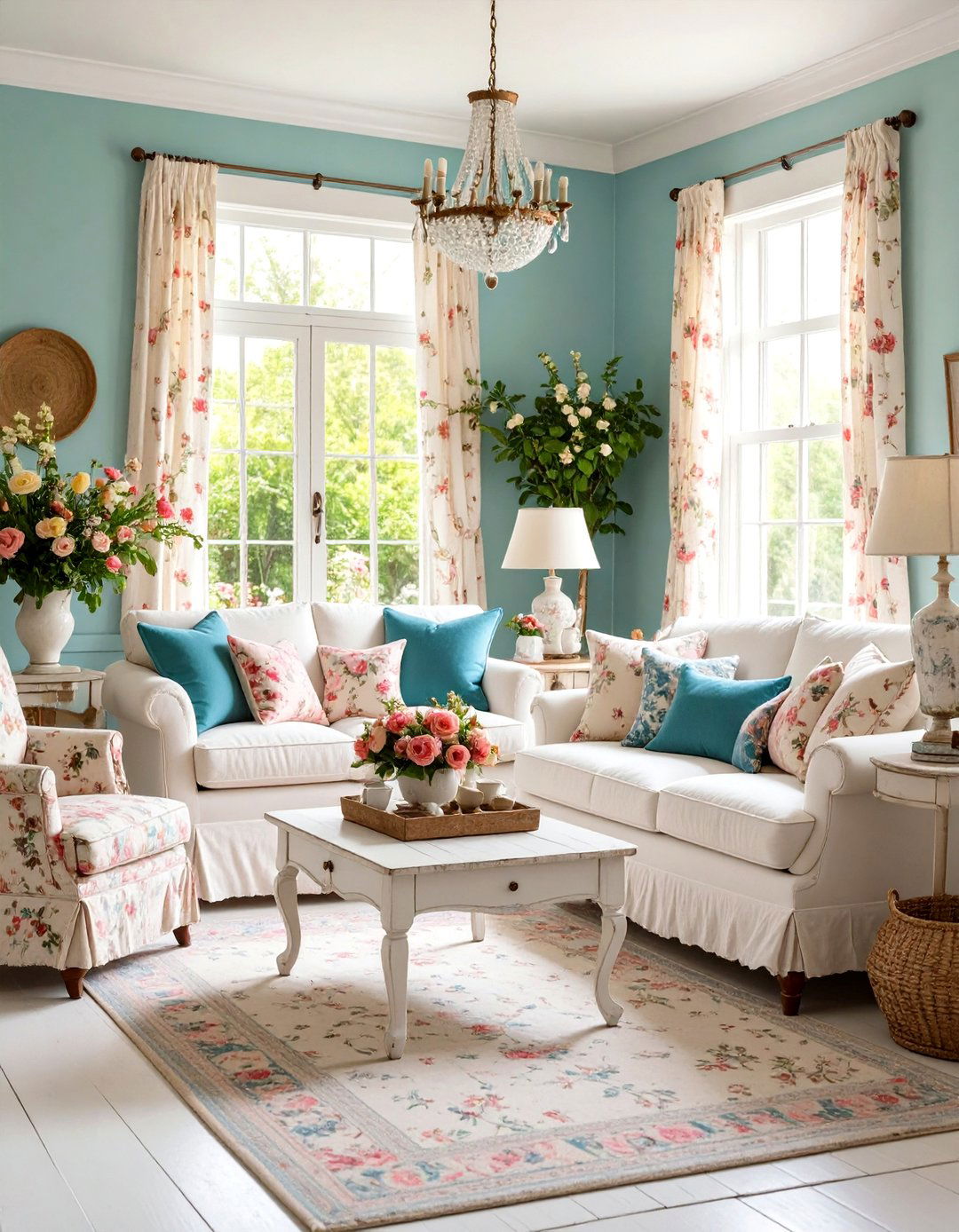 Shabby Chic French Country Living Room with Distressed Finishes - 24 French Country Living Room Ideas