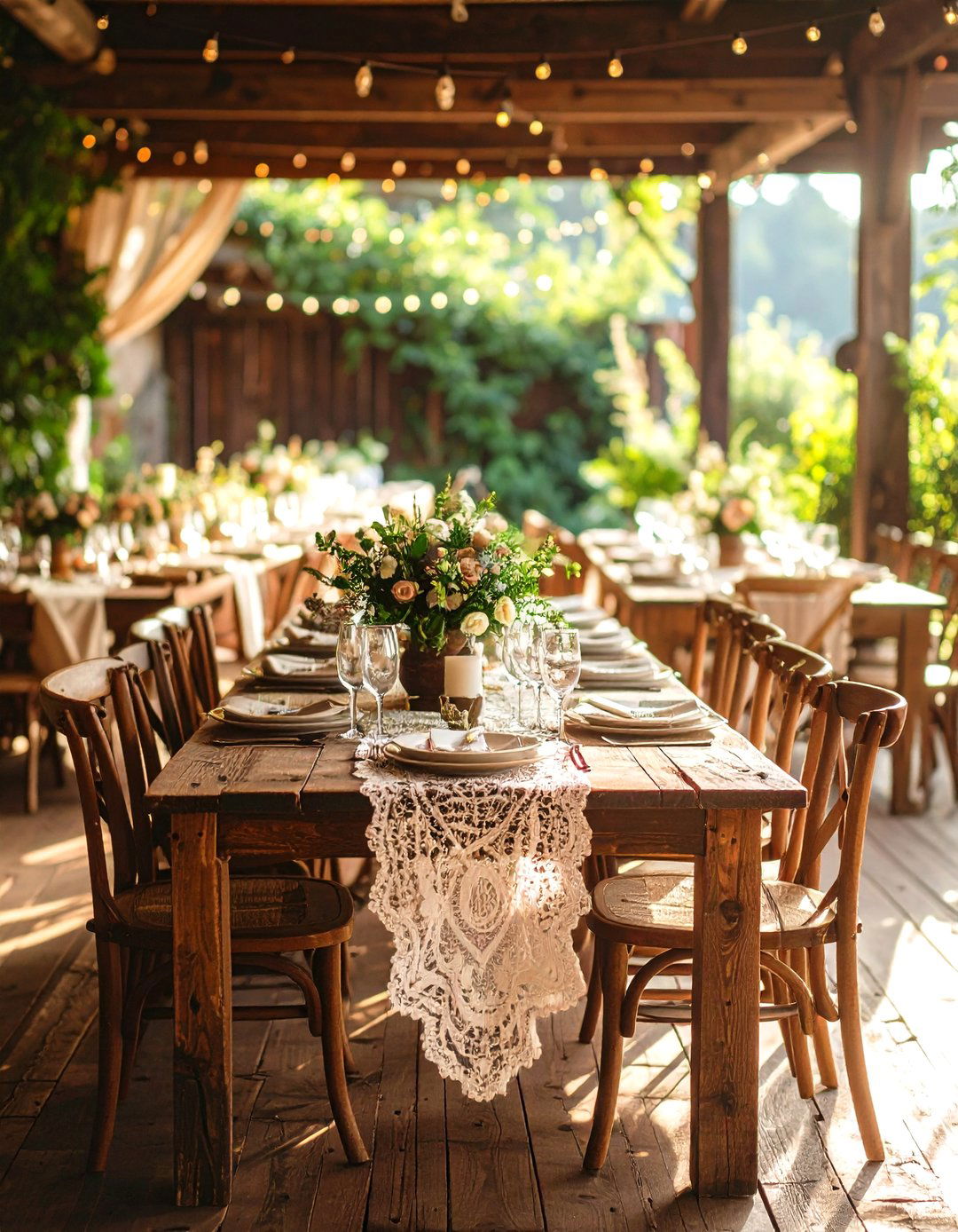Shabby Chic Lace Accents - 24 Rustic Wedding Centerpieces