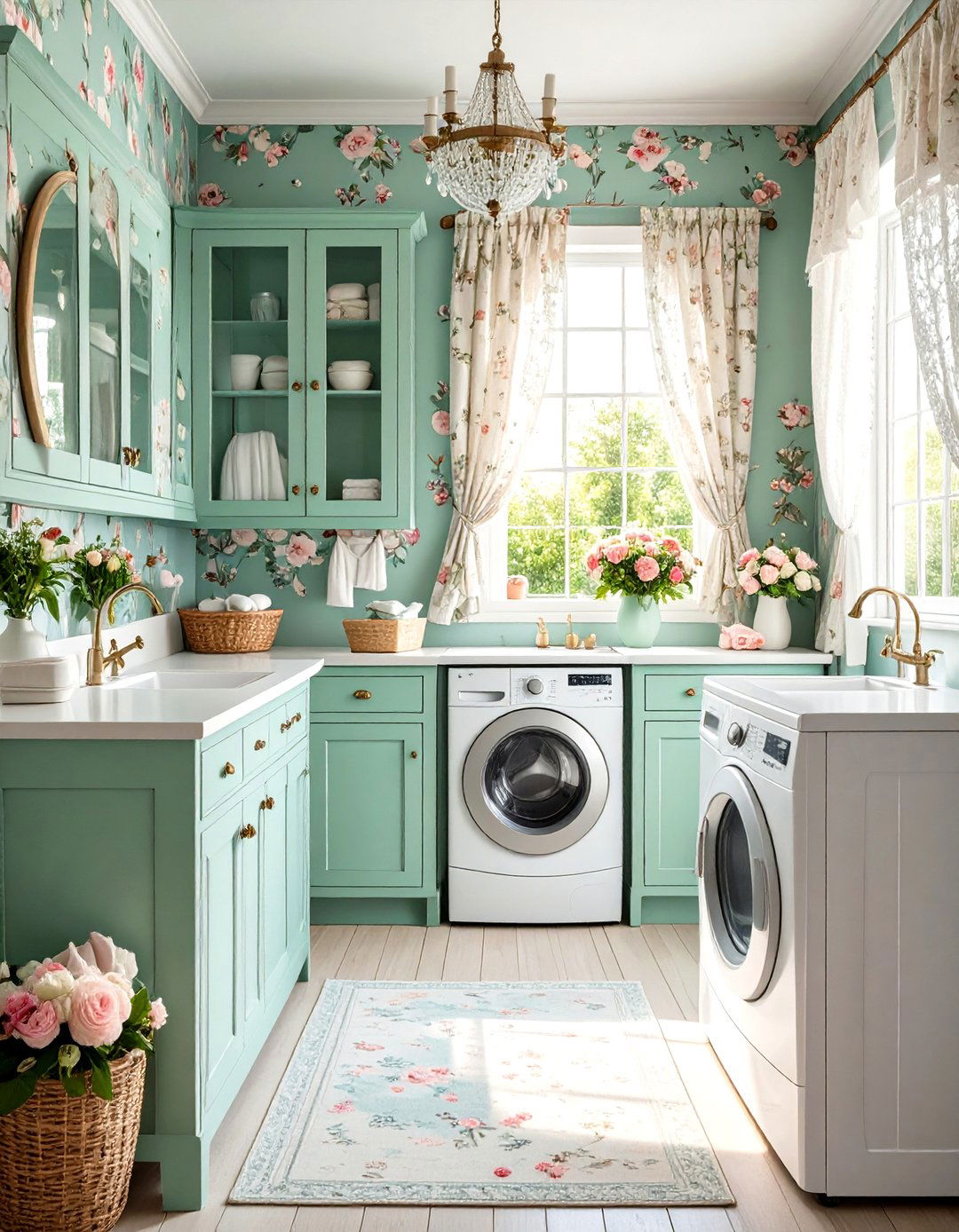 Shabby Chic Pastel Laundry Space - 24 Vintage Laundry Room Decor Ideas