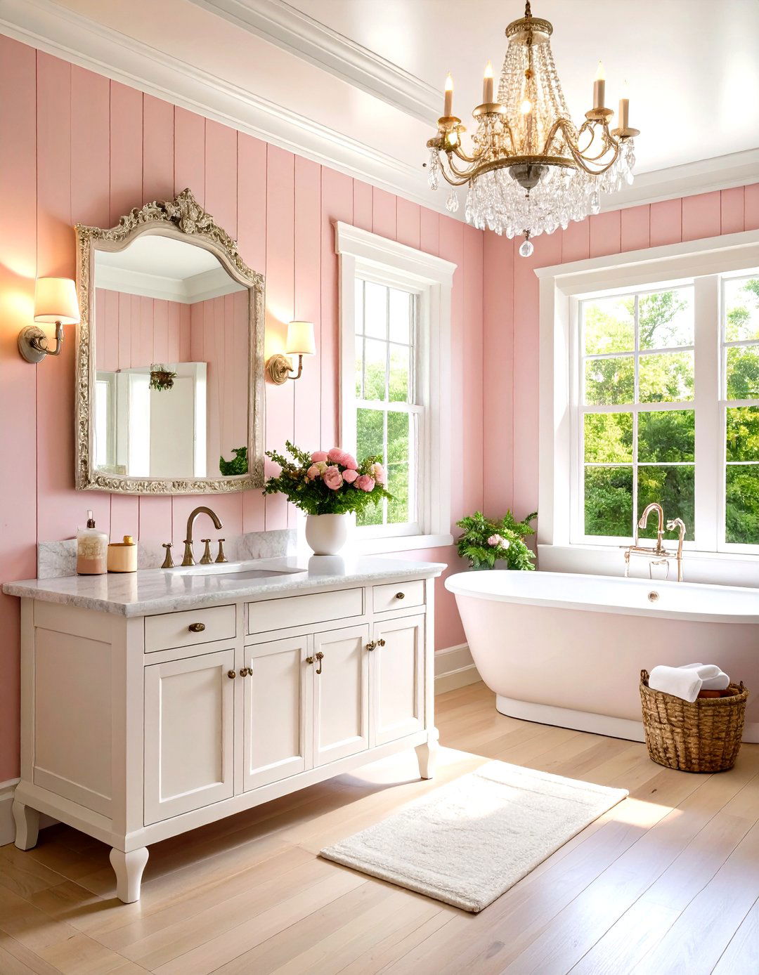 Shabby Chic Pink Shiplap Bathroom Romance - 24 shiplap bathroom ideas