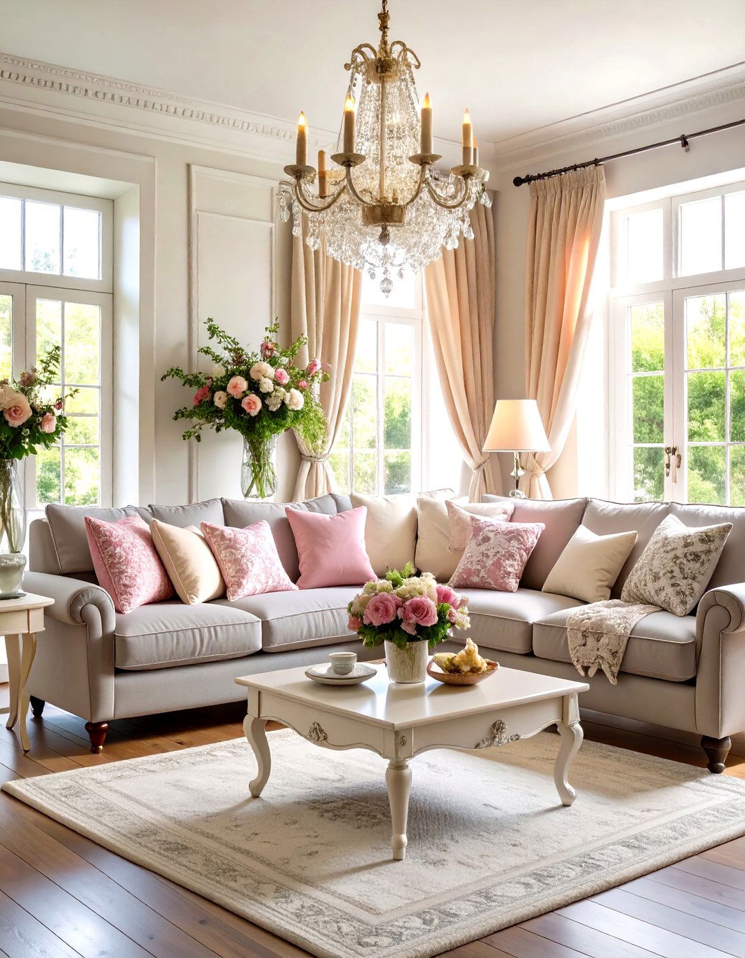 Shabby Chic Romance Grey Sectional Style - 24 Grey Sectional Living Room Ideas