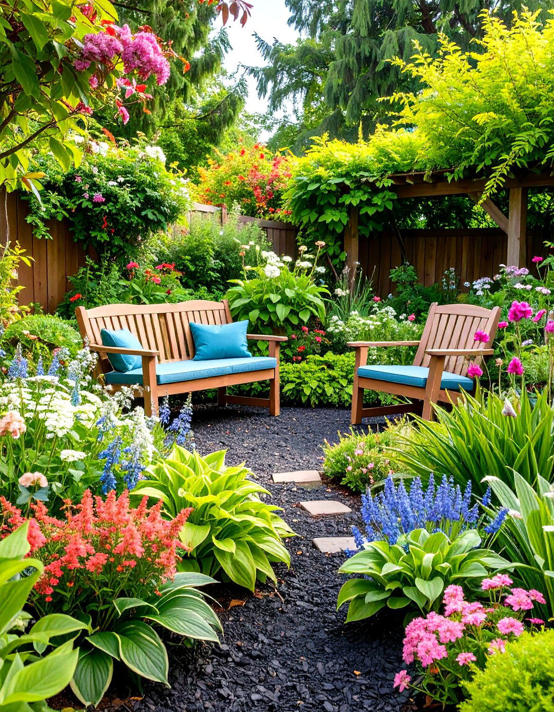 Shade Garden Landscapes - 24 Black Mulch Landscaping Ideas