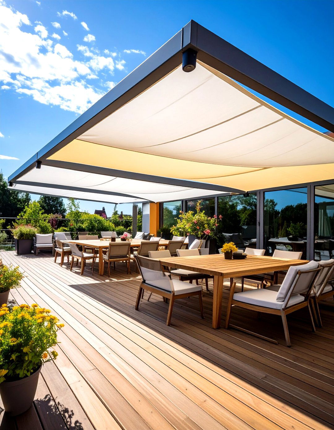 Shade Sail Architectural Elements - 24 Deck Decorating Ideas