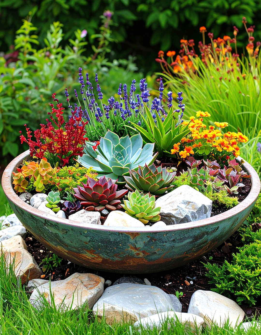 Shallow Bowl Rock Gardens - 24 Outdoor Succulent Container Ideas
